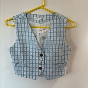 Altar'd State Blue and White Plaid Vest